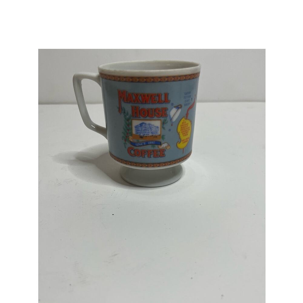 Vintage MAXWELL HOUSE porcelain coffee cup footed mug‎ pedestal No cracks